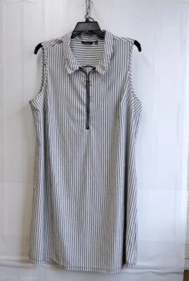 Mlle Gabrielle женщин в полоску эластичной короткое платье длинная рубашка белый черный размер 3 X - Изображение 1 из 4