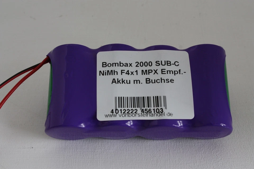 Bombax 4,8V/2000mAh SubC NiMh F4x1 4er Reihe MPX Empfänger m. Buchse - Bild 1 von 1