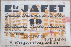 Art Deco Möbel 20er Jahre Französische Trade Card, Jafet, Paris, Frankreich - Bild 1 von 2
