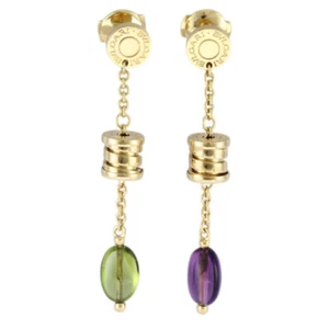 BVLGARI earring K18 yellow gold amethyst Peridot B-zero1 element used - Picture 1 of 7