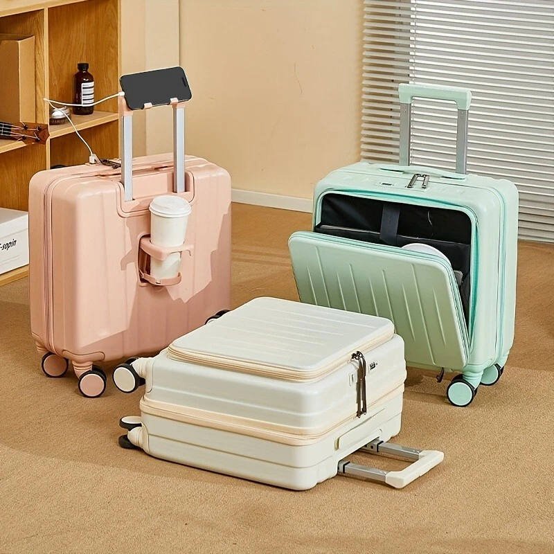 18-inch carry-on luggage Boarding case front open pull rod case Multi-functional - Image 1 of 4