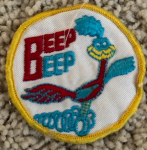 Vintage 1970s Road Runner Sew On Patch Warner Bros 3” Beep Beep - Picture 1 of 2