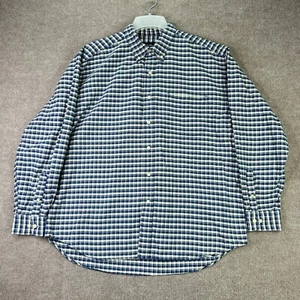 Eddie Bauer Shirt Mens Large Blue Beige Plaid Button Down Long Sleeve - Picture 1 of 10