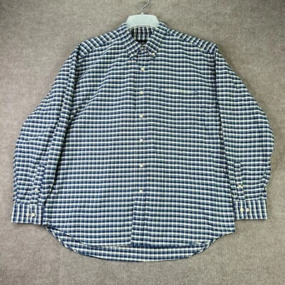 Eddie Bauer Shirt Mens Large Blue Beige Plaid Button Down Long Sleeve - Image 1 of 4