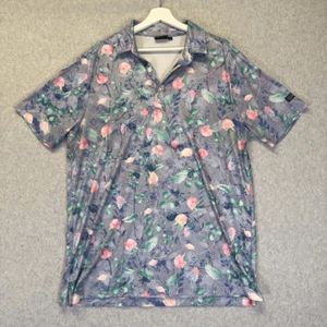 Sunday Swagger Men’s Size Large Purple Pink Polo Floral Performance Golf Shirt - Picture 1 of 9