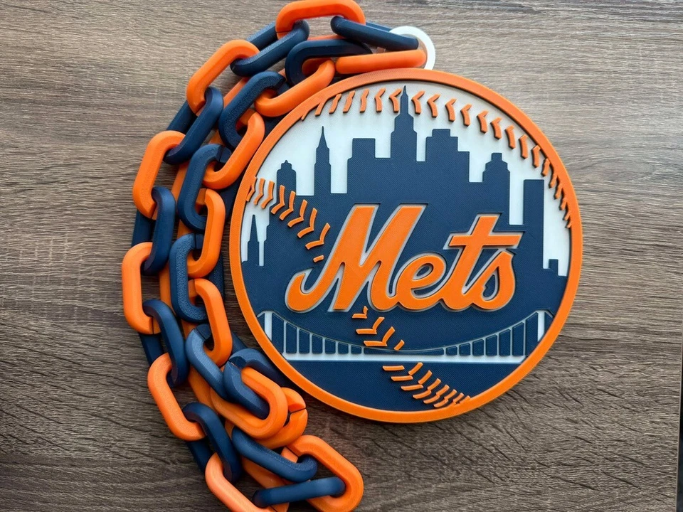 New York Mets Oversized Pendant Necklace – MLB Baseball Fan Chain Accessory Gift - Image 1 of 1
