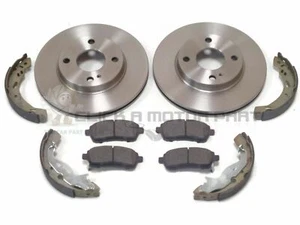 SET 2 DISCHI FRENO ANTERIORI E PASTIGLIE & SCARPE FRENO POSTERIORI NUOVE PER MAZDA 2 2008-2014 - Foto 1 di 1