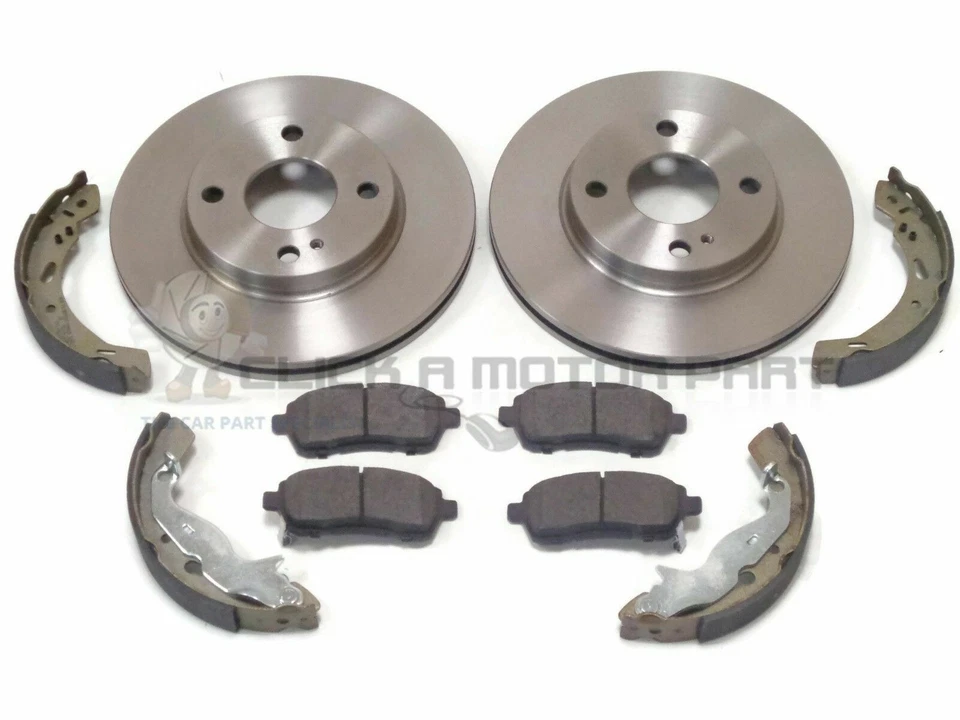 FRONT 2 BRAKE DISCS AND PADS & REAR BRAKE SHOES SET NEW FOR MAZDA 2 2008-2014 — 第 1/1 张图片