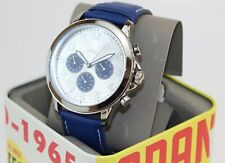 NEW AUTHENTIC FOSSIL YORKE SILVER BLUE CHRONOGRAPH LEATHER MEN'S BQ2695 WATCH
