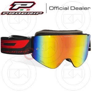 MASCHERA PROGRIP MAGNETIC MOTO CROSS ENDURO 3205 Nero Opaco/Rosso Lente Specchio - Imagen 1 de 3