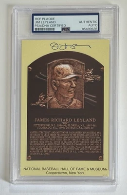 Jim Leyland Autograph Signed Hall Of Fame Plaque Postcard PSA/DNA 2 - Image 1 of 2