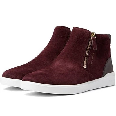 Cole Haan Women Maroon Suede Grand Side Zip Casual Ankle Sneakers Size 6.5M - Image 1 of 4