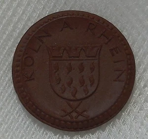 1921 KOLN GERMANY 10 MARK PORCELAIN NOTGELD TOKEN - Picture 1 of 2