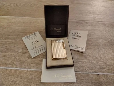 accendino Dupont de Paris laminato oro 20 micron 1975 linea 1 righe verticali - Immagine 1 di 4