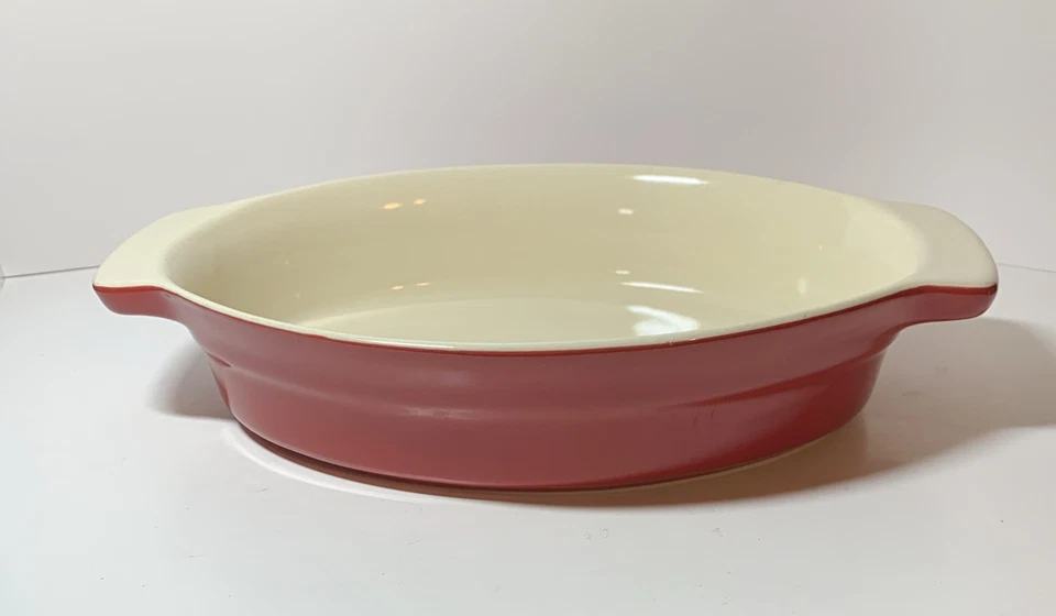 Cazuela Bialetti de gres rojo 1 cuarto ovalada con mango de horno a mesa 11" Foto 1 de 4