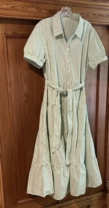 Maxikleid lang Stufenrock gestreift grün/Gr. Large Boho Trad Wife Style NEU Neu mit Etikett - Bild 1 von 12
