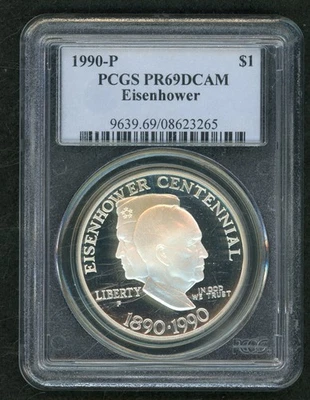 1990-P $1 Eisenhower PCGSPR69DCAM - Image 1 of 2