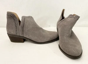 NEW Lucky Brand Suede Boots Size 8.5 8 1/2 Brown Heal Gray Slides Open Women's - Picture 1 of 9