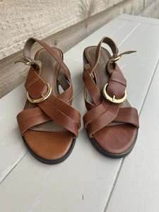 tan leather block heel sandals by Monsoon size 38/5 - Picture 1 of 11