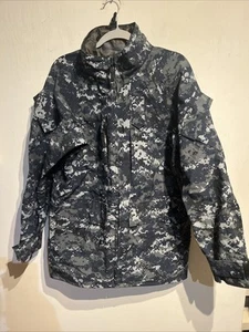 US Navy Blue Digital Camo Blueberry Gore Tex Parka Hooded Coat Jacket Small Long - Picture 1 of 4