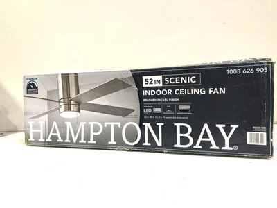 Hampton Bay Scenic 52 in. LED Indoor Brushed Nickel Ceiling Fan With Light New - Image 1 of 3