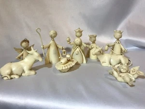 White Plastic Sigillo Garanzia NATIVITY SET~11 Piece ITALY~Mary*Joseph*Jesus - Picture 1 of 7