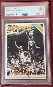 Moses Malone Rookie Card 1975-76 Topps #254 PSA 9 MINT centrato HOF - Foto 1 di 2