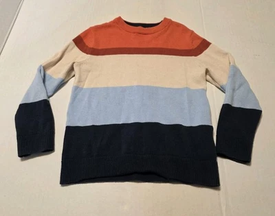 H&M Boys Striped Sweater Size 5T/ 6 Orange,Cream, Blue Crew Neck Long Sleeve  - Image 1 of 4