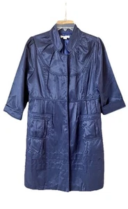 TWENTYONE Coatdress Women’s Medium Navy Blue 3/4 Sleeve Trench Lined Pockets - Picture 1 of 24