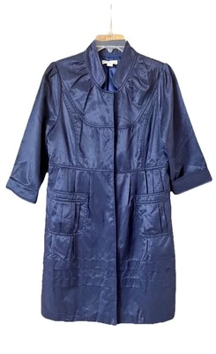 TWENTYONE Coatdress Women’s Medium Navy Blue 3/4 Sleeve Trench Lined Pockets - Image 1 of 4