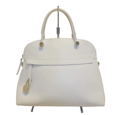 Auténtico bolso de mano FURLA Piper de cuero blanco Foto 1 de 4