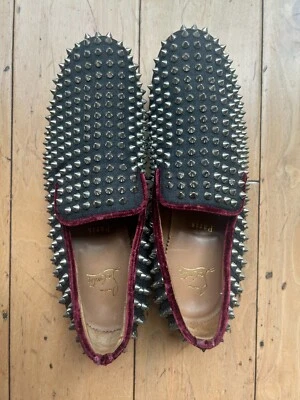 Mocasín Christian Louboutin para hombre Pik Boat gamuza con púas talla 40 1/2 Foto 1 de 4