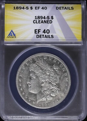 1894-S $1 Morgan Silver Dollar ANACS EF 40 Details | XF - Image 1 of 4