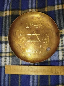 Jewish plate David Star Judaism 1948 Israel Bronze plate antique HANDMADE! - Picture 1 of 5