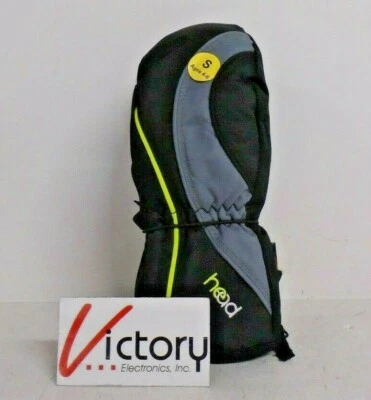 NEW Head Jr Ski Mitten Gloves | Black/Gray/Dayglo | Size XS, XXS | 1042405 - Image 1 of 4