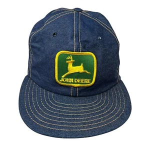 John Deere Vintage Patch Trucker Snapback Hat Cap Denim Louisville MFG USA Made - Picture 1 of 9
