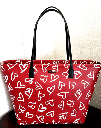 Borsa a tracolla Kate Spade Margareta rossetto cuori tote grande rossa San Valentino Love
