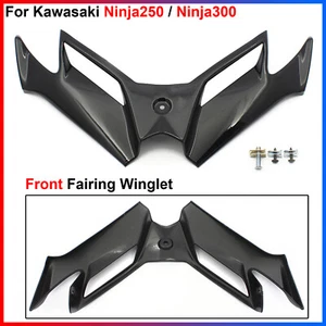 1 Set Glossy Black Front Fairing Aerodynamics Winglet For Kawasaki Ninja 250/300 - Bild 1 von 14