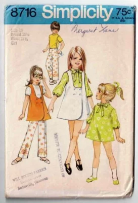 Girls Jumper Tunic Pants Simplicity 8716 Size 10  1970's Vintage Uncut/FF - Image 1 of 2