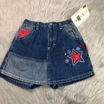 Vintage Oshkosh Bgosh Toddler Girls Denim Jean Skort Bandana Print 4T - Photo 1/3