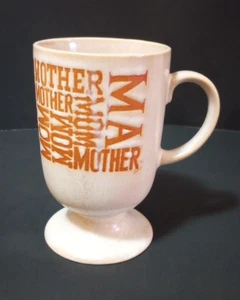 Vintage 1970's Embossed Ma Mother Mom Stoneware Coffee Tea Mug Cup Footed Japan - Picture 1 of 7