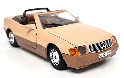 Majorette 1/24 - Mercedes Benz 500 SL Convertible Tan Diecast Scale Model Car - Image 1 of 4