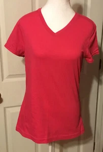 Danskin Now L 12-14 Tee Pink V Neck Short Sleeve Activewear Basic - Picture 1 of 7