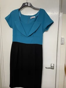 Twiggy Collection Blue And Black Wiggle Dress Size 14 - Picture 1 of 6