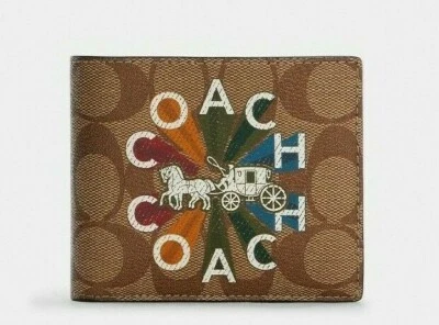 COACH 3 IN 1 WALLET IN SIGNATURE CANVAS WITH COACH RADIAL RAINBOW KHAKI C6783 - Image 1 of 2