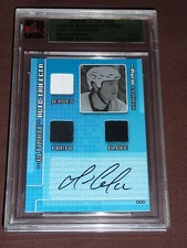 2005-06 ITG Ultimate Mario Lemieux Auto Trifecta JERSEY PANTS GLOVE  * 10/18 *