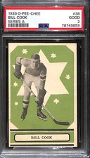 1933 O-Pee-Chee OPC Series A #38 Bill Cook Rookie Card RC PSA 2