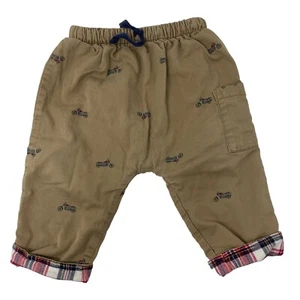 Hanna Andersson Toddler Pants Motorcycle Cotton Plaid Lined Khaki Pants Size 75 - Picture 1 of 5