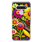 For LG Stylo 6 Shockproof Case Yellow Pink Folk Style Flowers
