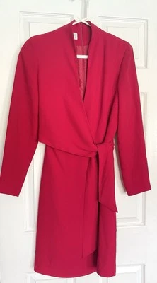 Jones New York Womens Red Long Sleeve Tie Waist Dress Size 10 - Image 1 of 4